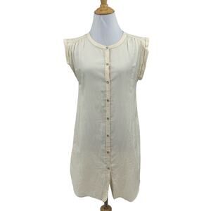 Maison Scotch Tunic Dress Womens XSP Petite Silk Blend Button Up Cuffed *READ